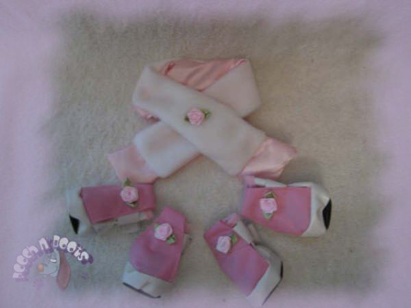 Super cute Pink Dog shoes with free Scarf Set Adorable  