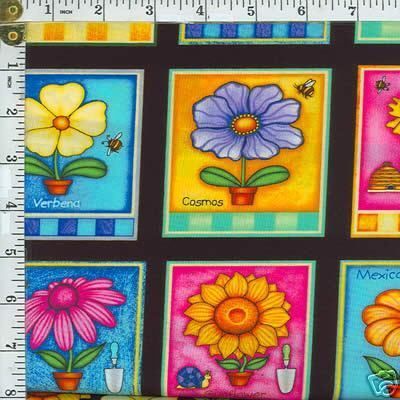 BRITE FLOWERS 100% Cotton Fabric PATCHWORK BLOCKS sewing quilting 