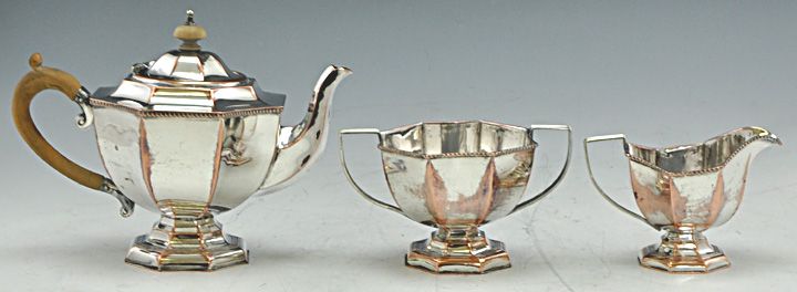 Pc Antique English Silverplated Tea Set Teapot Creamer Sugar  