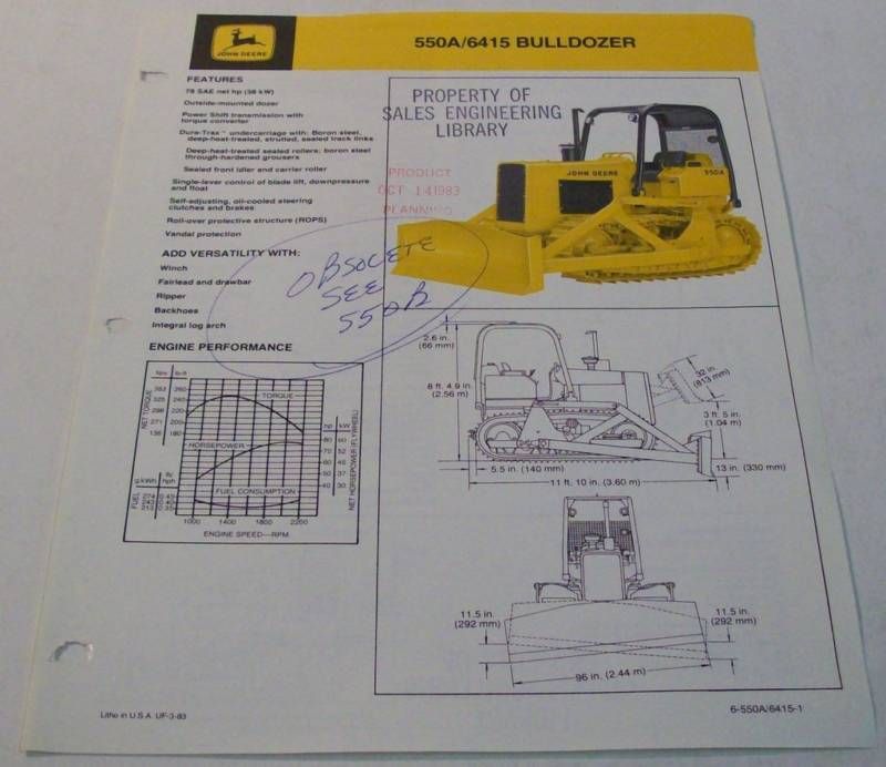 John Deere 1984 Bulldozer Sales Brochure  
