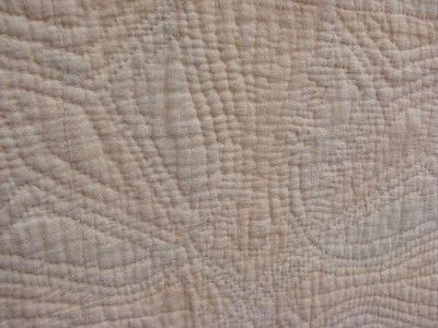 VINTAGE EARLY BROWN & PINK CALICO TULIP APPLIQUE CUTTER QUILT  