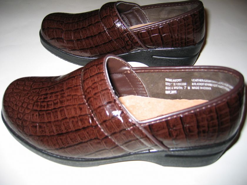 DUCK HEAD BROWN SHOES CROC DESIGN CLOGS CLOSED TOE SZ 7 8 9 10 11 