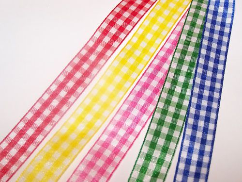 25mm Gingham Checked Ribbon lots of colours FREE P & P  