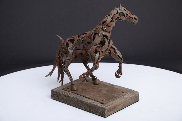 Brutalist Iron Horse Sculpture Mid Century Modern  