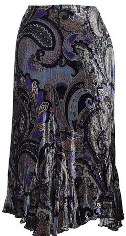 NWT DANA BUCHMAN Black Blue Paisley Velvet Skirt 10  