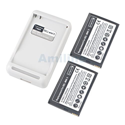 2x1530mAh Battery + Dock Charger for Dell Mini 5 Streak  