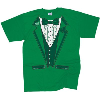 IRISH TUXEDO T SHIRT ST PATRICKS LEPRECHAUN IRELAND LG  