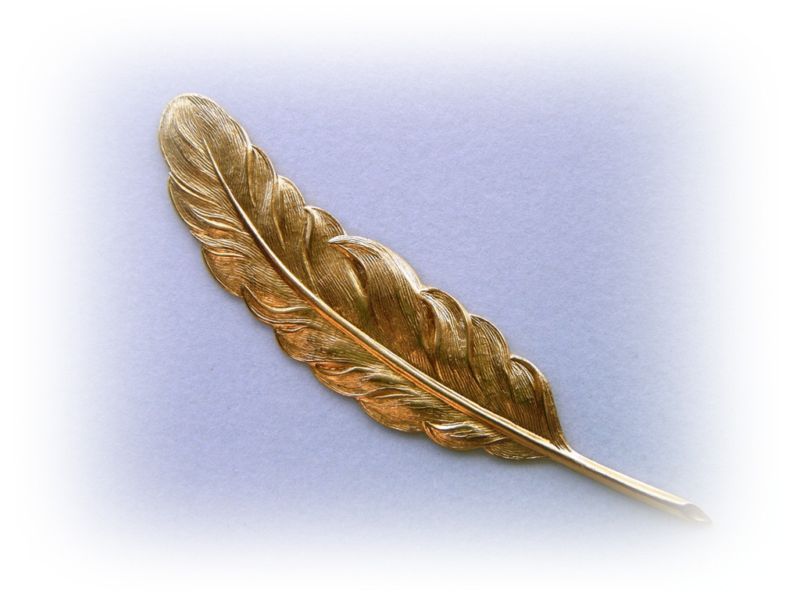 Brass FEATHER PLUME Charm & Finding (BC)  