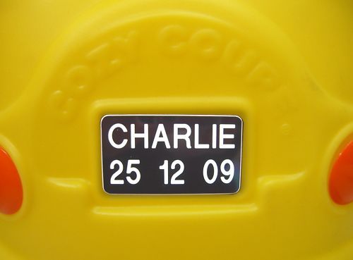 Little Tikes Cozy Cab Car Engraved Custom Number Plate  