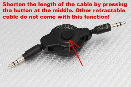 Shorten the length of the cable by pressing the button at the middle 