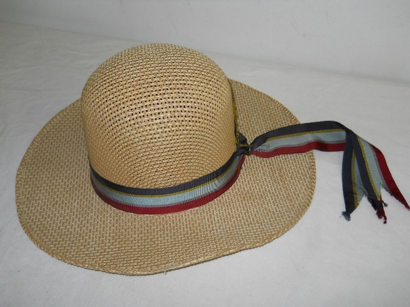 VINTAGE MENS WOMENS SATURNO CALIDAD WOVEN STRAWI HAT   SIZE 5  