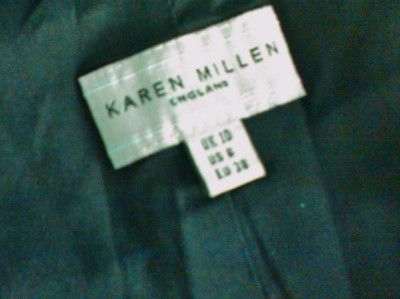 RARE KAREN MILLEN LOGO SILK WOOL DOG TOOTH CHECK WAISTCOAT DRESS SIZE 