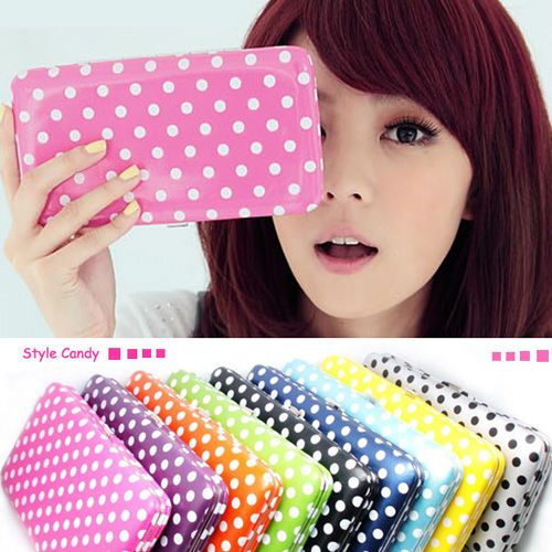 Korean Style PU Clutch Wallet Hand Purse Bag Candy Colorful  