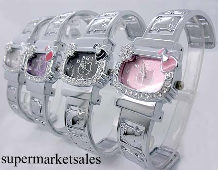 kitty Cute Cat Bangle WRIST WATCH valentine gift  