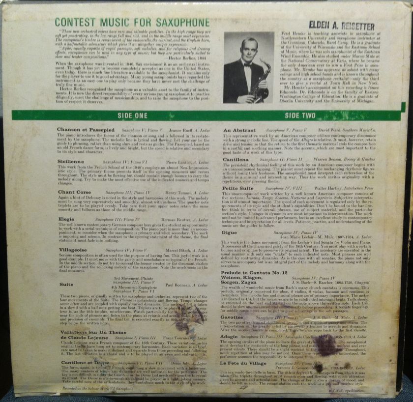 FRED HEMKE & JAMES EDMONDS contest for saxophone LP  