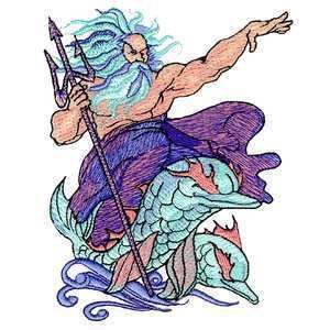 EPic Neptune Poseidon Dolphin Sea God Iron on Patch  