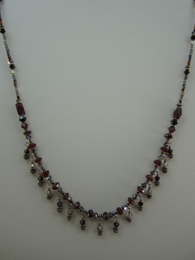 Chipita Amethyst Garnet Sterling Silver 925 Necklace 16  