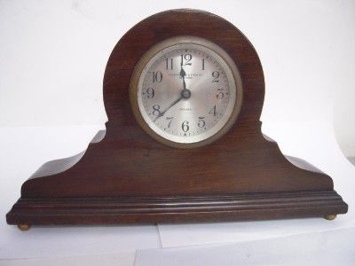 ANTIQUE CHELSEA ABERCROMBIE & FITCH WOODEN WIND UP MANTEL CLOCK  