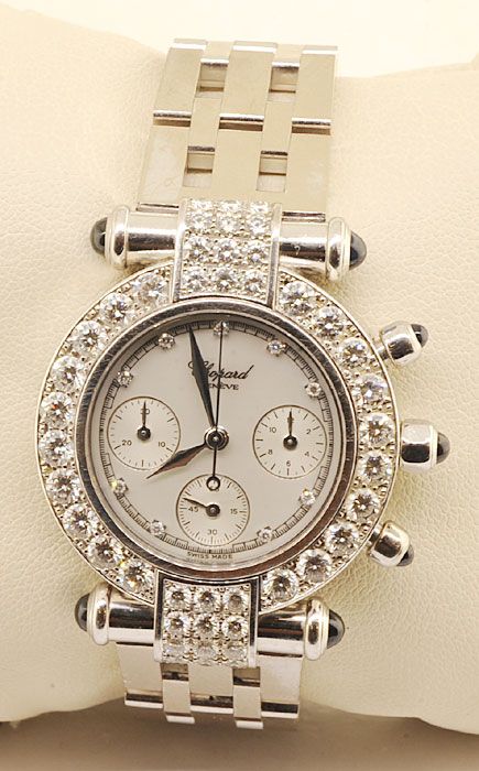 LADIES CHOPARD IMPERIALE CHRONO DIAMONDS 18K GOLD WATCH  