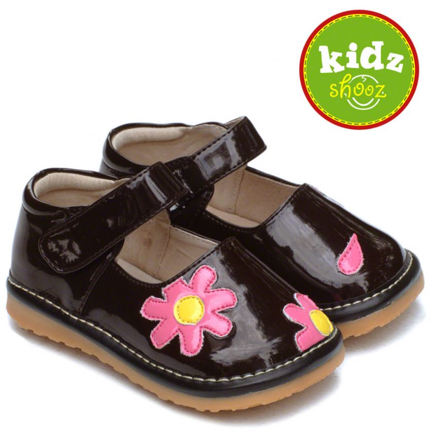 Girls Infant Toddler Leather Squeaky Shoes Patent Brown  