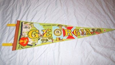   Vintage The Peach State Georgia Pennant Flag Collectible 1975  
