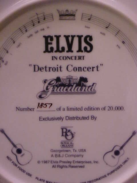 Elvis Detroit Concert Plate By Royal Orleans M.I.B.  