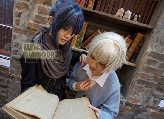 Future City NO.6 Shion & Nezumi Short Mixed Blue & White Cosplay Hair 