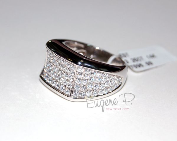   White Gold 3.25 ct VS1 G Certified Shiny Diamond Mens Pave Pinky Ring