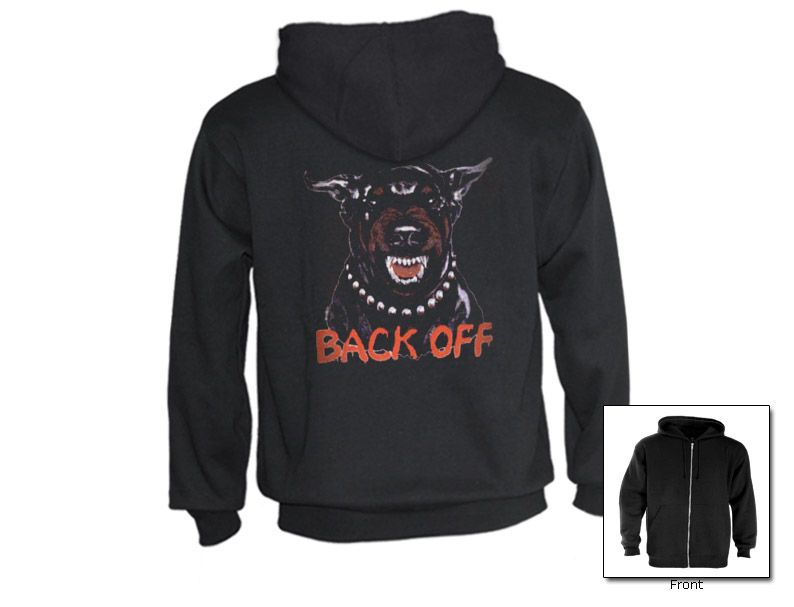 Back Off Zip Up Hoodie Guard dog Doberman attack killer  