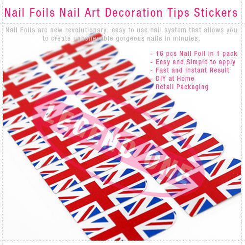 UK Flag Nail Foils Nail Art Decoration Tips Stickers  