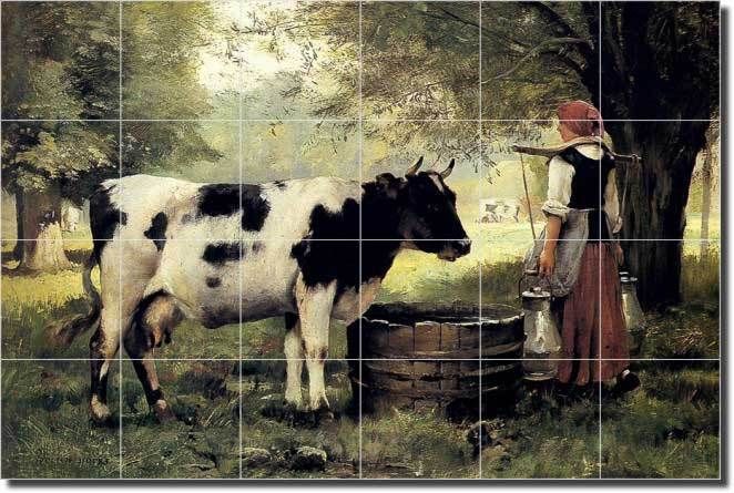 Dupre Cow Farm Country Life Art Ceramic Tile Mural  