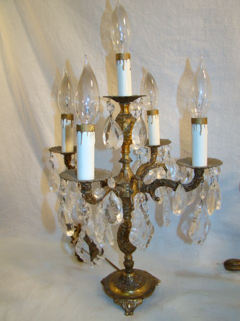   ITALIAN Brass CANDELABRA Hanging CRYSTAL Victorian Mansion LAMP  