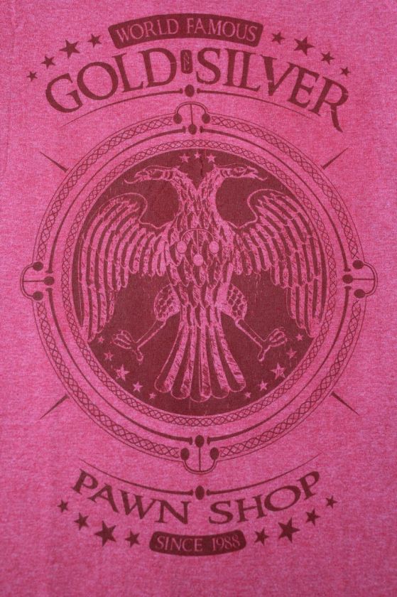 World Famous Gold & Silver Pawn Red Eagle Crest T Shirt NEW DESIGN 