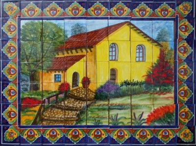 mexican tile mural hand painted kitchen backsplash talavera tiles 