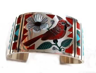 Ruddell & Nancy Laconsello Amazing Inlay Cardinal Cuff  