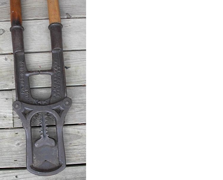 ANTIQUE Dehorner 1892 Cast Iron with Wooden Handles EXCELLENT 