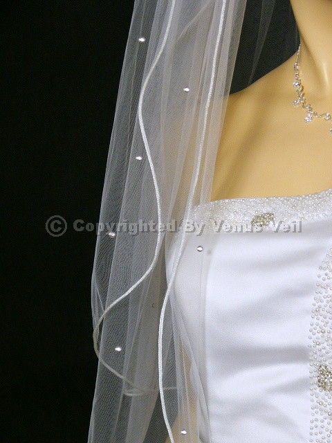 2T White Cathedral Bridal Wedding 120 Rhinestone Veil  