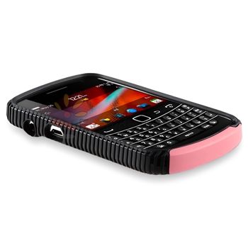 Black Pink Hybrid Hard Case+Privacy Film+Cable For BlackBerry Bold 