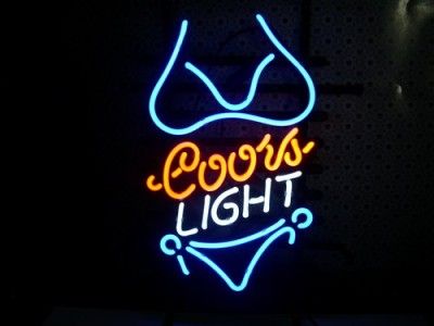 15x10 Bikini Girl Blue Logo Beer Bar Pub Store Coors Light Neon Sign 