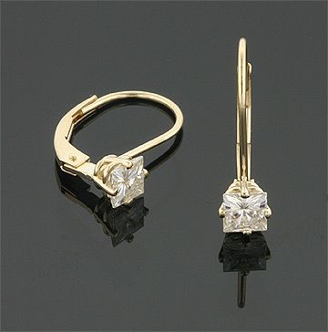 86 CT 14KY MOISSANITE SQUARE LEVER BASKET EARRINGS  