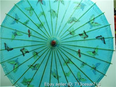 NEW BLUE Japanese Paper Bamboo Parasol Umbrella KASA #F  