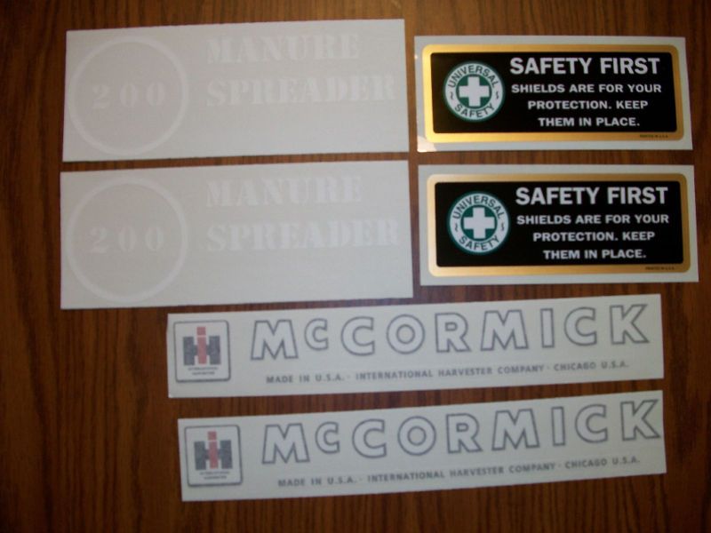 IH MC CORMICK 200 MANURE SPREADER DECAL SET  