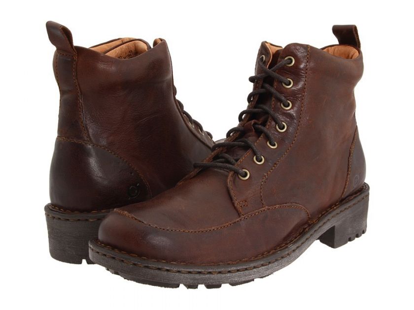 Mens Born Lace Up Zip Boot Locke Canoe Brown M1584  