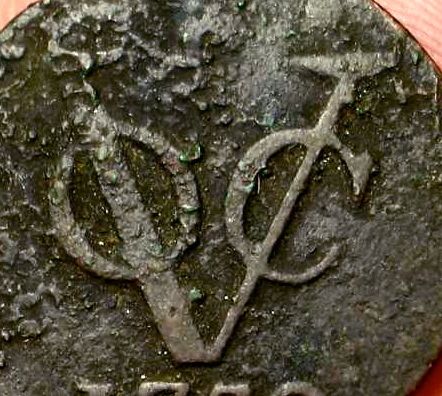 SHIPWRECK TREASURE 1750 VOC DUTCH PENNY DUIT COIN  