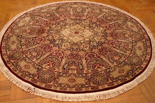 DETAILED SILK&WOOL 6 ROUND SINO ESFAHAN DOME DZ RUG  