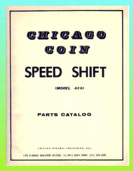 Speed Shift CHicago Coin Arcade Parts Manual ORIGINAL  