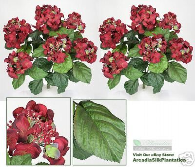 TWO 22 Hydrangea Bushes Artificial Flowers Silk Plants  