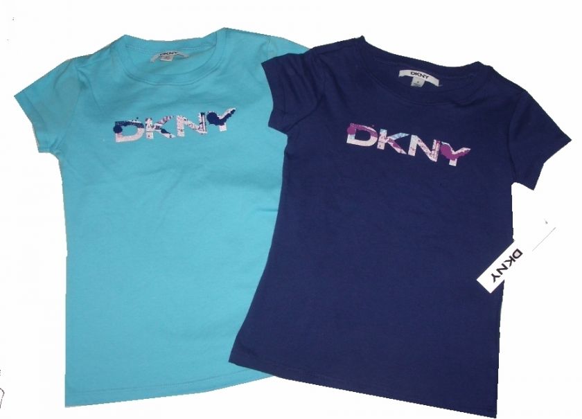 NEW~DKNY~ LOGO~BLUE~T SHIRT~KIDS~GIRLS~4, 5, 6, or 6X  