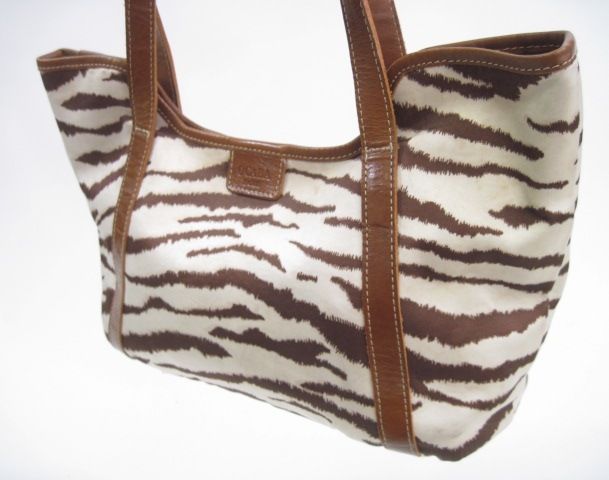 OCABA PARIS Brown Zebra Printed Tote Shoulder Handbag  