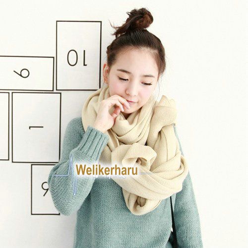 New Soft Warm Pure Color Warm Knit Warmer Winter Neck Scarf Shawl 160G 